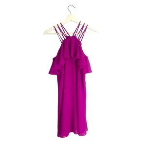 Gianni Bini Marine Ruffles Halter Mini Dress Size XS in Hot Pink Party